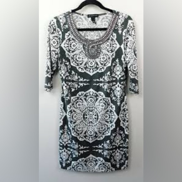 INC International Concepts Dress Rhinestone Beaded Neckline Shift Size XL - Picture 1 of 7